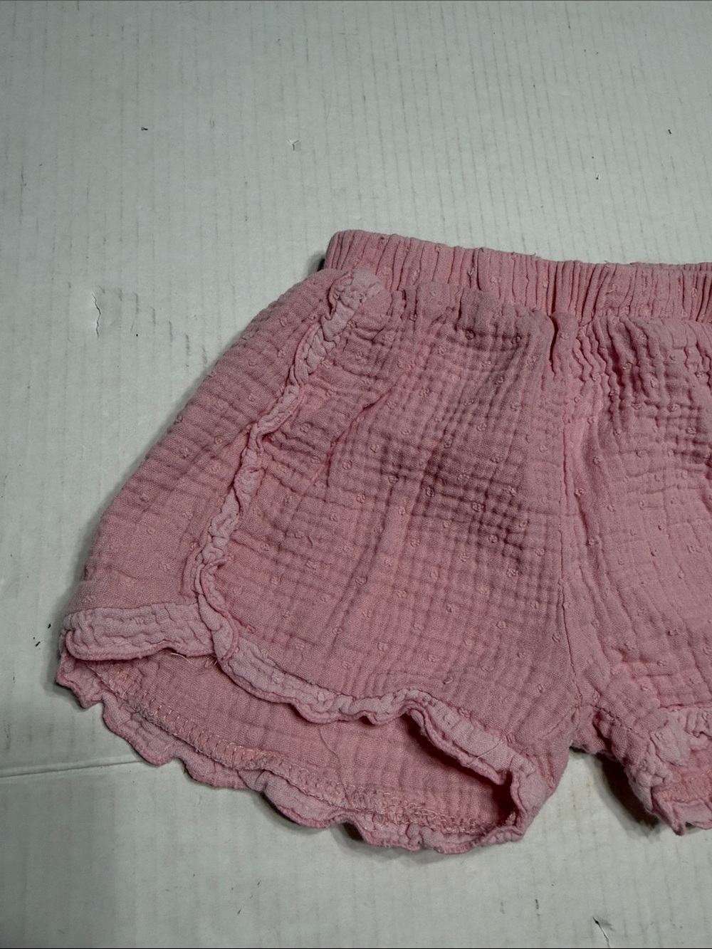 High-Waist Pink Gauze Ruffle Summer Shorts - Picture 4 of 11